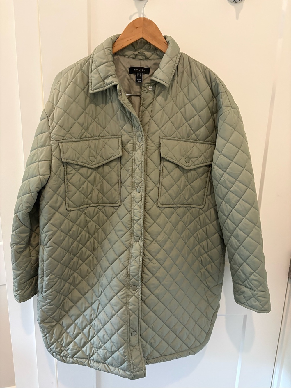 New Look Sage Green Quilted Puffer Overshirt